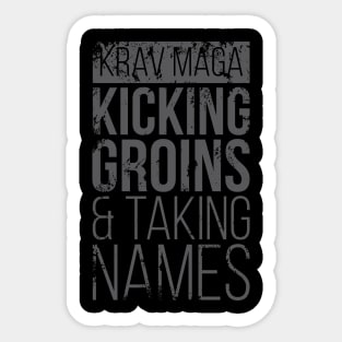 Krav Maga Kicking Groins Gray Sticker